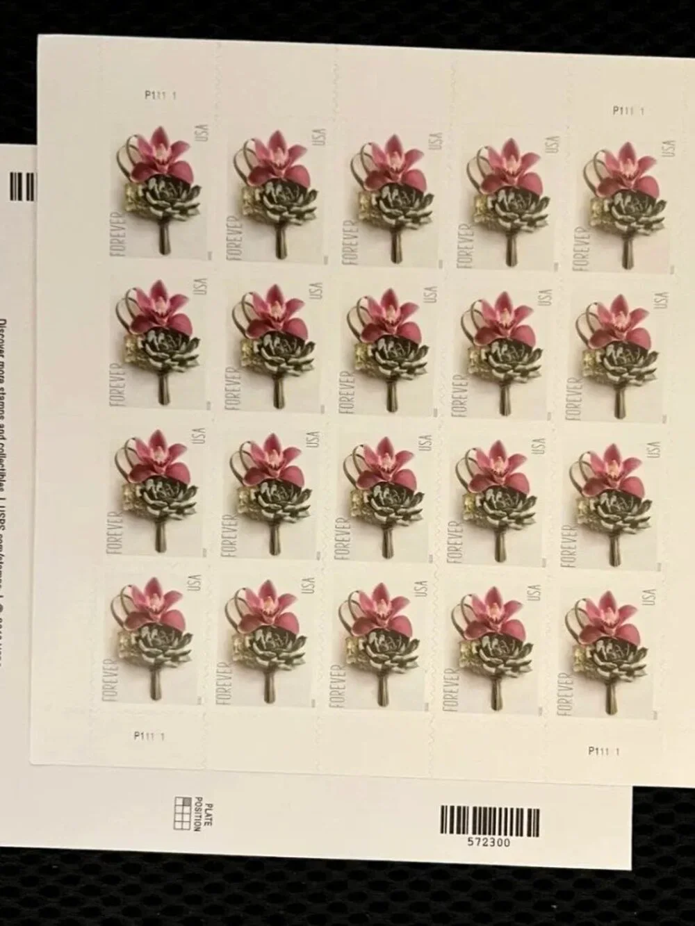 Contemporary Boutonniere Self-Adhesive Forever Stamps 300 Booklets of 20 6000